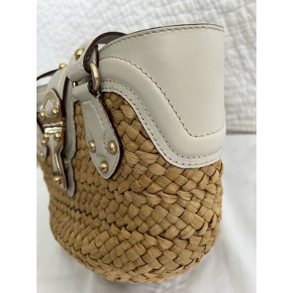 Michael Kors Straw And Ivory Leather Handbag EUC - Picture 4 of 11